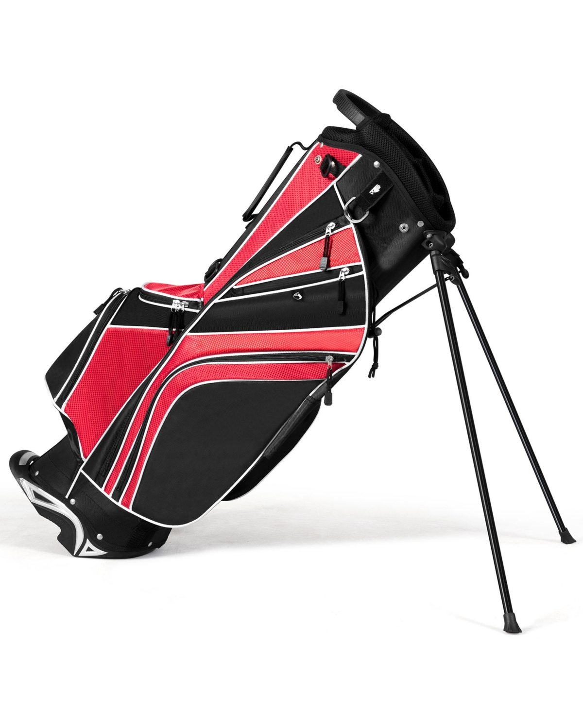 Golf Stand Bag 6 Way Divider Golf Carry Bag w/ Straps & 7 Storage Pockets - Red