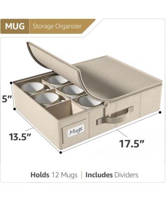 Hard Shell Coffee Mug Storage Case - Stylish & Protective Storage for 12 Mugs/Glassware, Compact Design