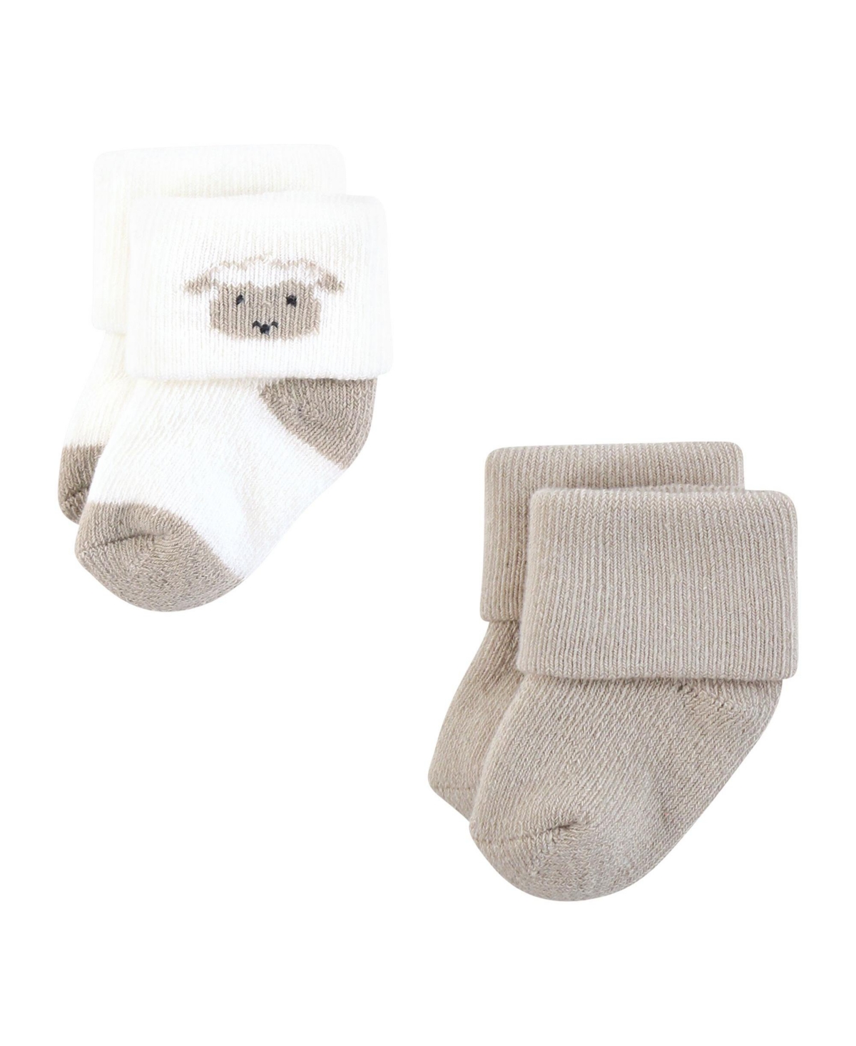 Hudson Baby Baby Boys Hudson Unisex Cotton Rich Newborn and Terry Socks, Months - Taupe sheep