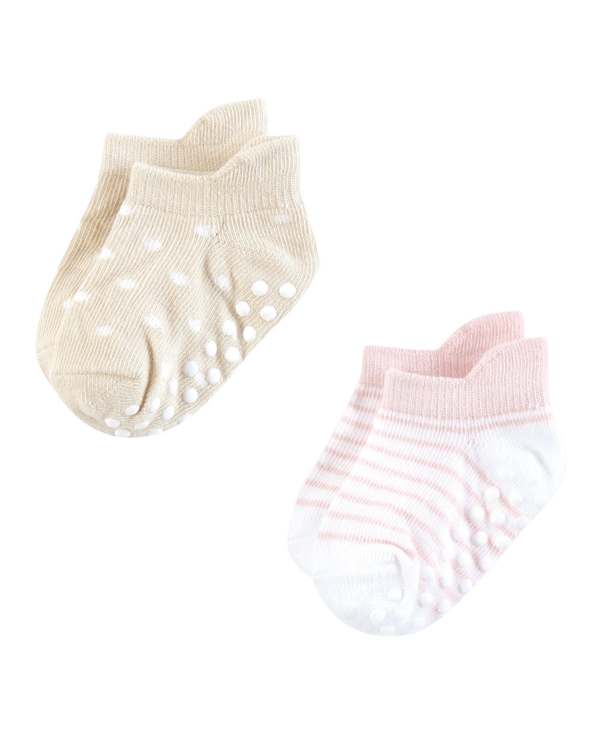 Hudson Baby Baby Girls Hudson Non-Skid No-Show Socks, 12-24 Months - Soft pink dot stripe