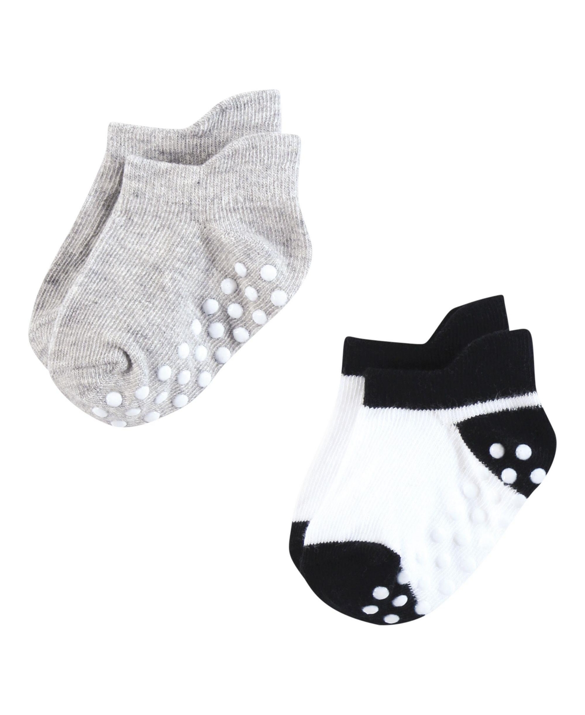 Hudson Baby Baby Boys Hudson Non-Skid No-Show Socks, 12-24 Months - Black gray stripes