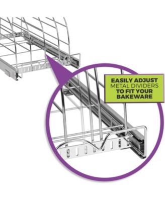 bakeware Pull Out Organizer for Cookie Sheet, Cutting Board, Bakeware, and Tray 12.5 x 21 In