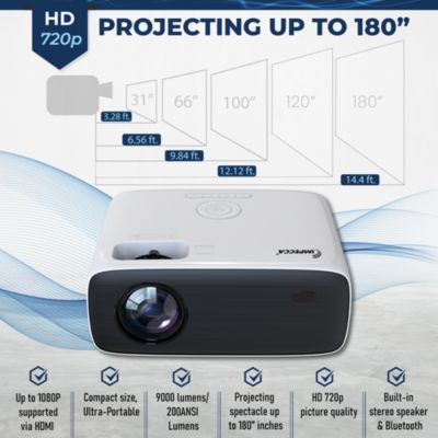 200 ANSI Lumens Home Theater Projector, 720P, up to 180”+Protective Case