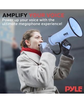 50-Watt Portable Megaphone with Siren, MP3 Input, Automatic Siren, Shoulder Strap, Lightweight