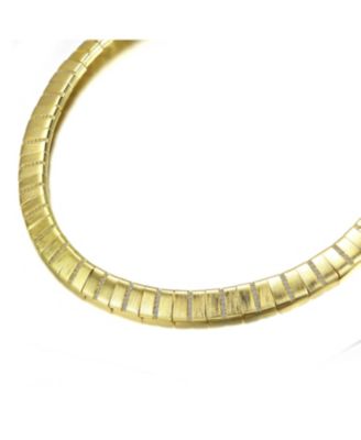 14k Gold Plated Flattened Bar Herringbone Necklace