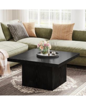 Square Coffee Table, 31.5-Inch Engineered Wood Coffee Table, Vintage Brown Center Table, Large Mid-Century Modern Cocktail Table