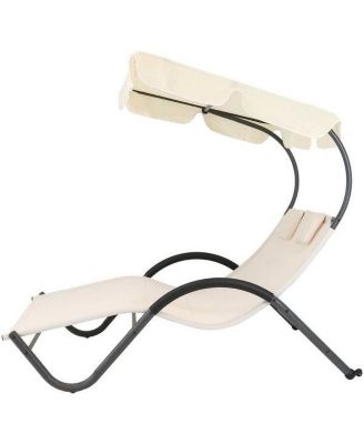 2 Person Outdoor Patio Chaise Lounger Chair Canopy Bed with Pillows