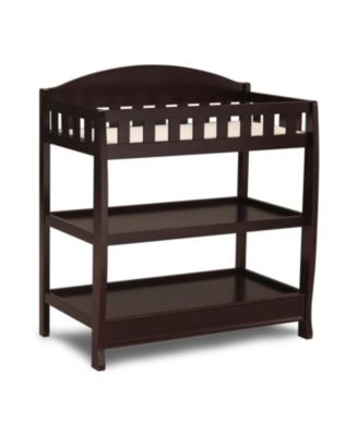 Modern Wooden Baby Changing Table with Safety Rail, Pad, and Strap Secure and Stylish