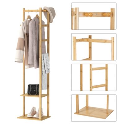 Bamboo Freestanding Cloth Rack: Multi-functional Clothes Stand with Solid Base