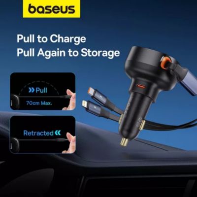 Enjoyment Pro Car Charger C + Retractable C & iP Cable 60W Cluster Black