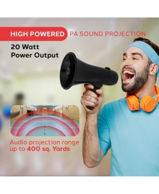 Portable Megaphone with Siren, 20 Watt Power, Aux Input for MP3, Automatic Siren, Lightweight