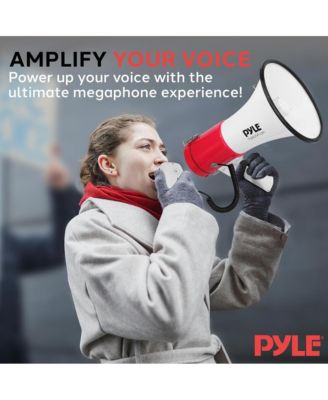 50-Watt Portable Megaphone with Siren, MP3 Input, Automatic Siren, Shoulder Strap, Lightweight