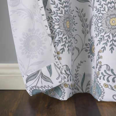 Janelle Medallion Floral Semi-Sheer Grommet Curtain Panel