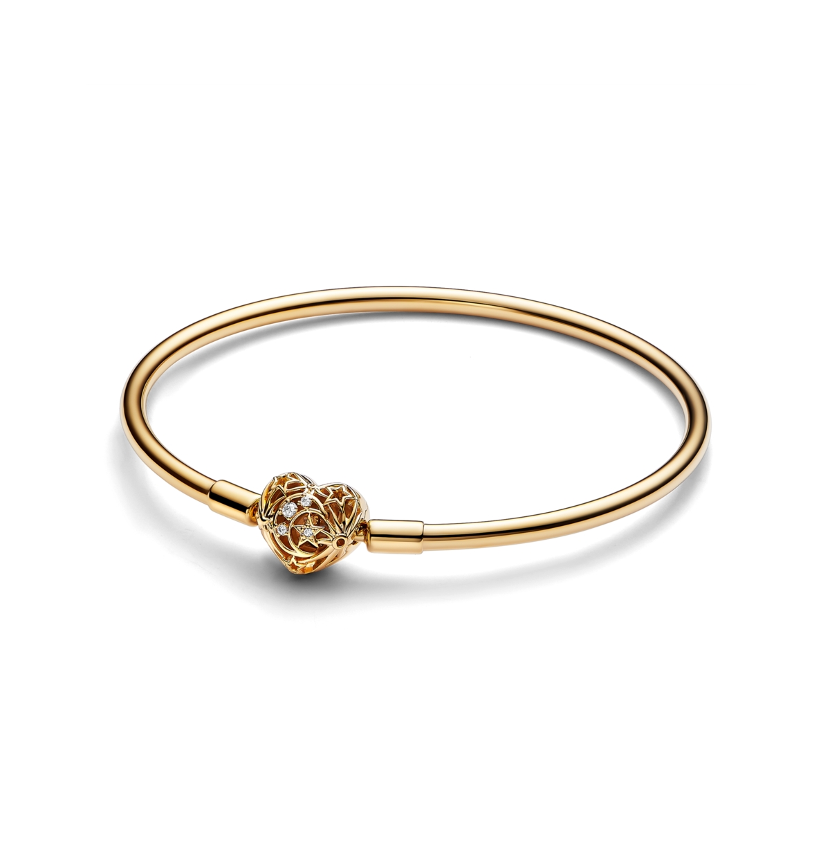 Pandora Moments Heart Clasp Bangle Bracelet In Gold