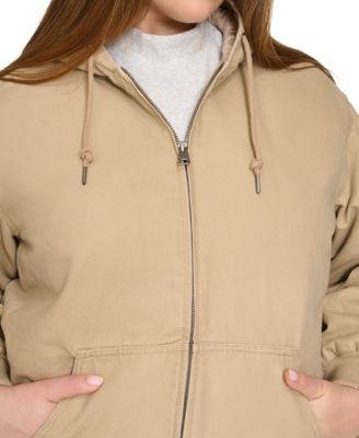 Plus Size Quilted Lined Zip-Front Bomber Jacket
