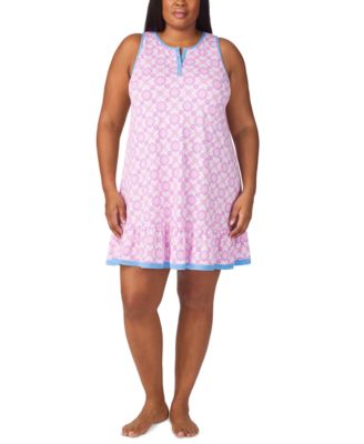 Ellen Tracy - Plus Size Printed Ruffled-Hem Nightgown