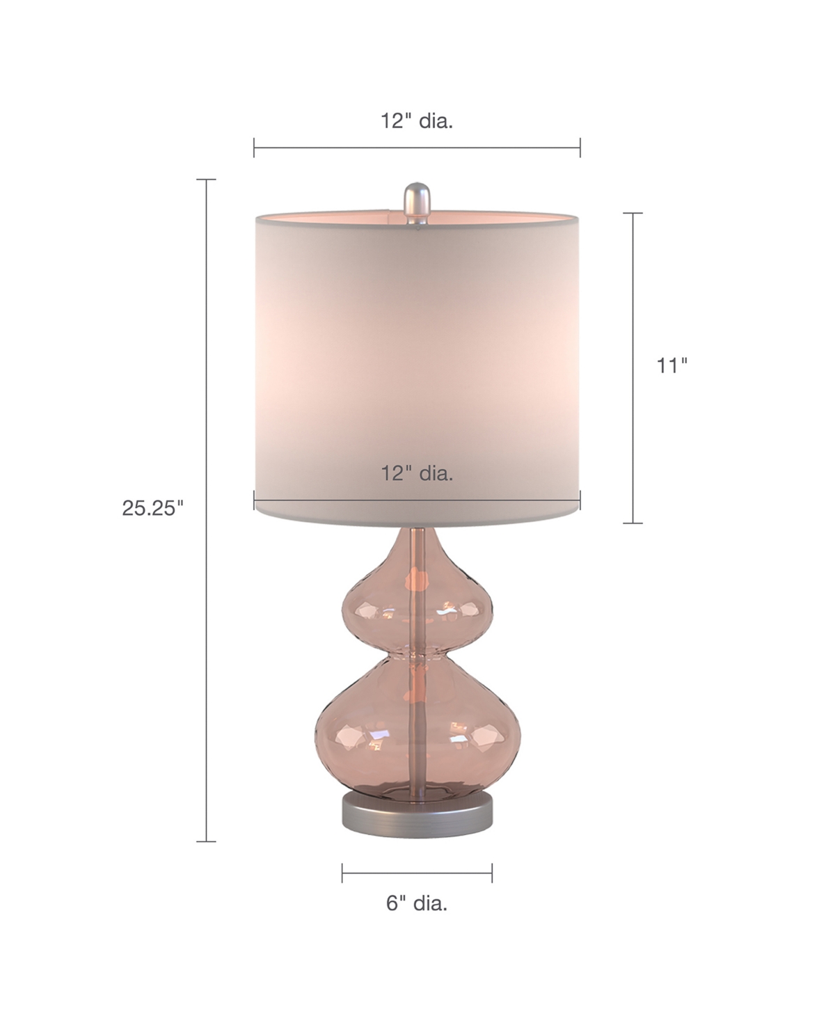 510 Design Ellipse Curved Glass Table Lamp, Set Of 2 In Pink