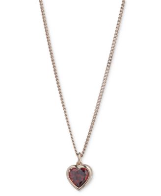 Gold-Tone Red Cubic Zirconia Heart Pendant Necklace, 16" + 3" extender
