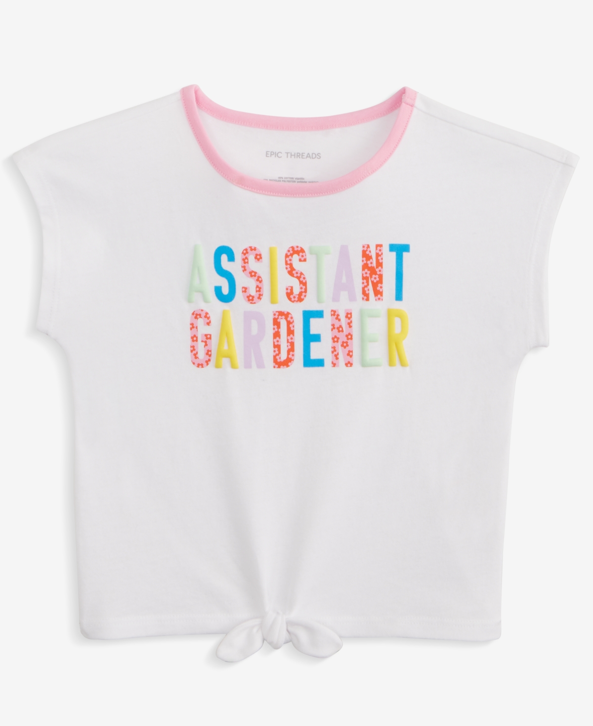Epic Threads Toddler Girl Gardner Tie T-shirt, Toddler, Exclusively At Macy's In Bright Whi