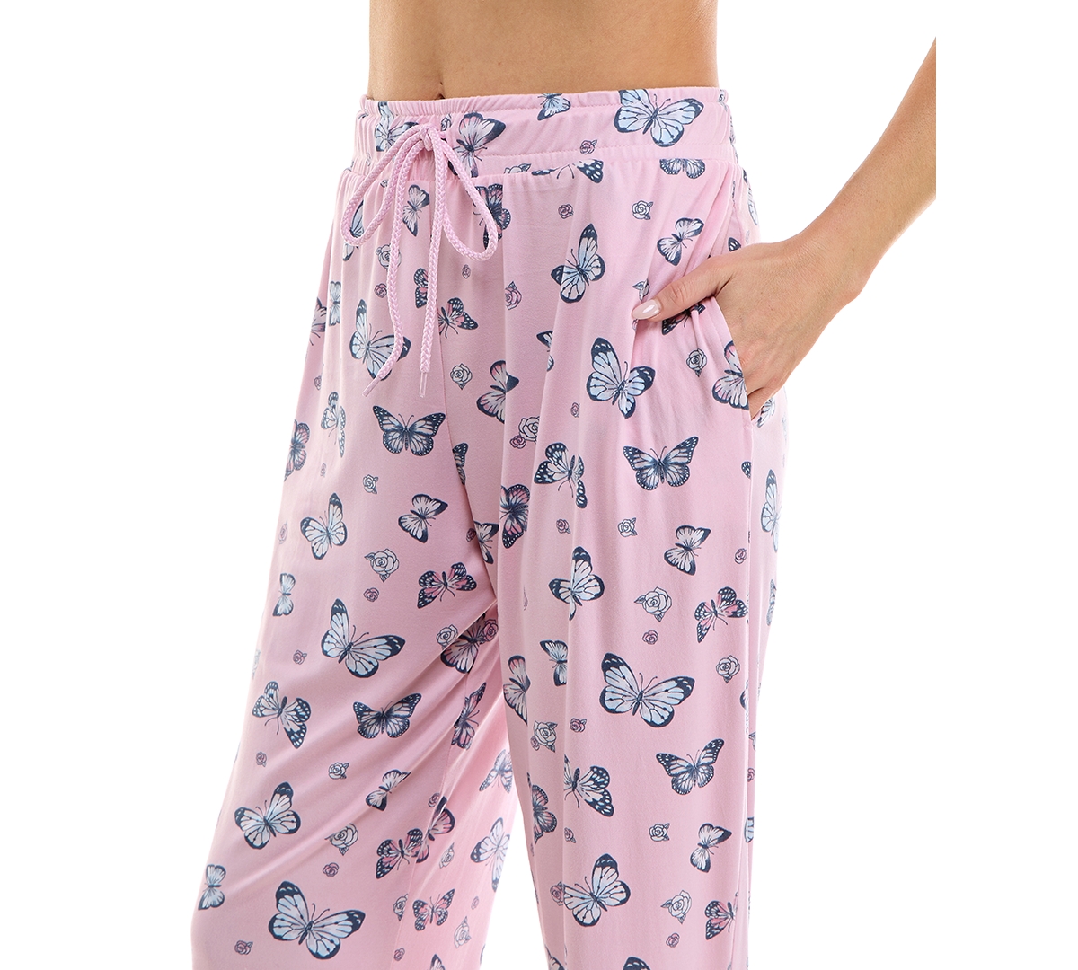 Roudelain Women's Printed Jogger Pajama Pants In Comino Butterflies With Flowers