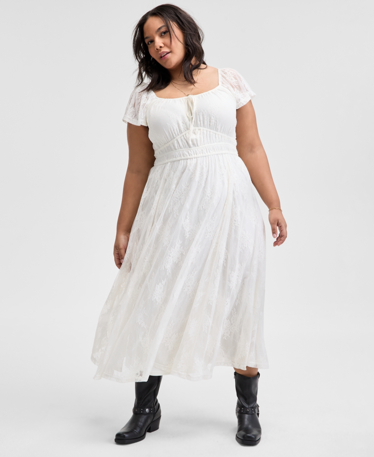 AND NOW THIS TRENDY PLUS SIZE LACE MAXI DRESS, EXCLUSIVELY AT MACY'S 