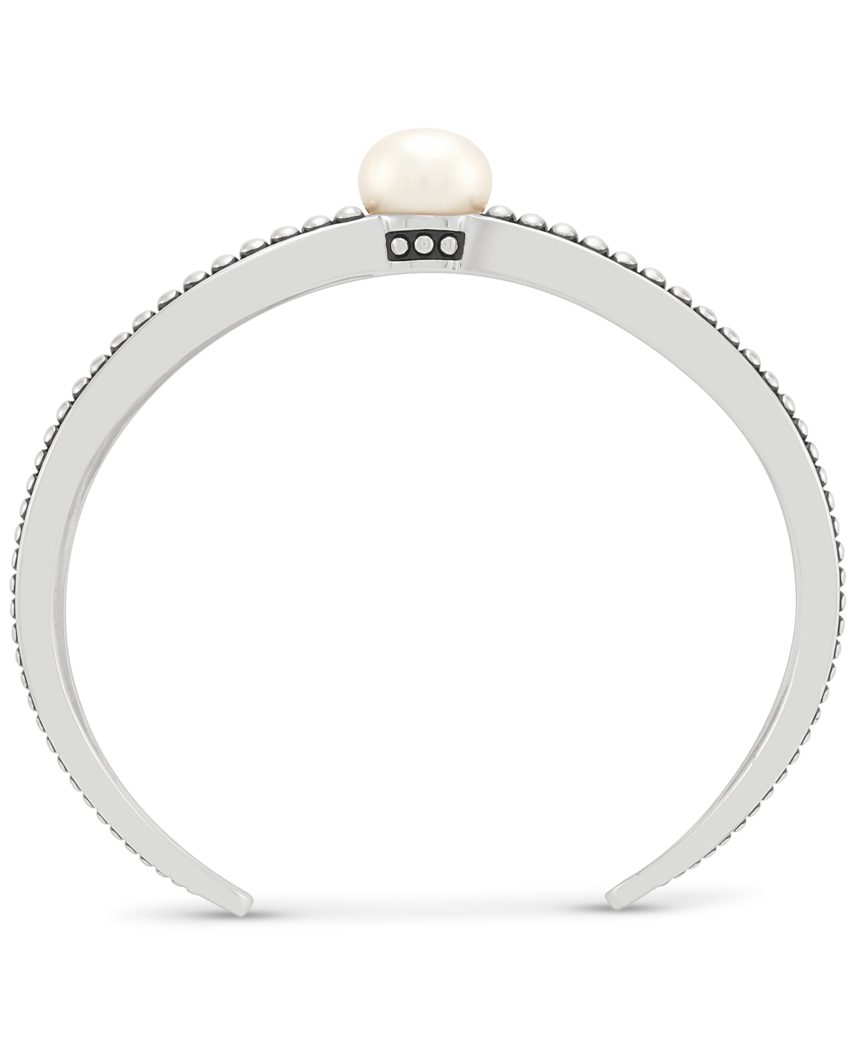 Macy's Cultured Freshwater Pearl (10-1/2mm) X Cuff Bangle Bracelet In Sterling Silver In Silver