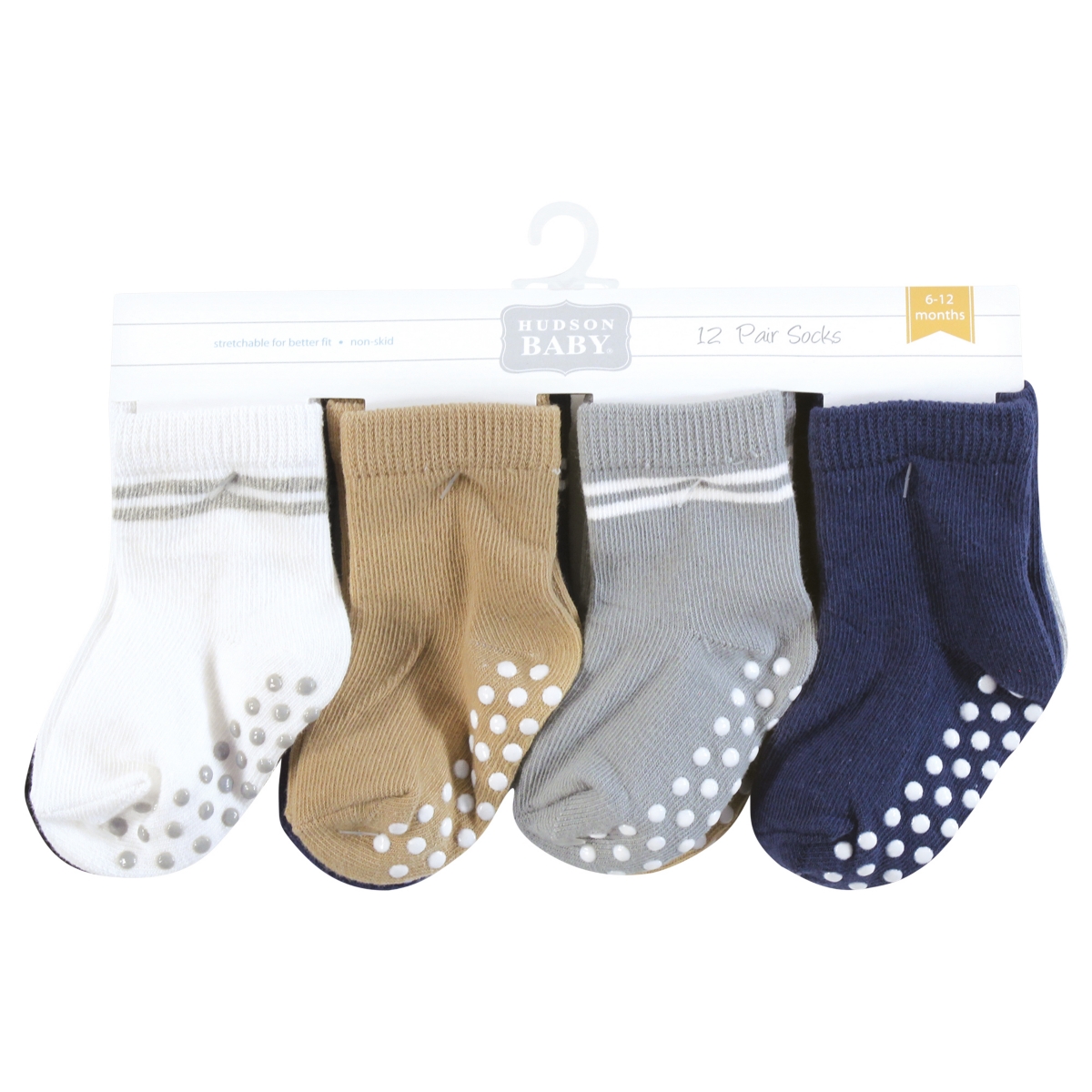 Hudson Baby Boys Cozy Cotton-Rich Newborn Terry Crew Socks