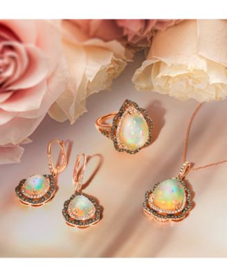 Neopolitan Opal (2-1/2 ct. t.w.), Nude Diamond (1/3 ct. t.w.) & Chocolate Diamond (1/2 ct. t.w.) Earrings in 14k Strawberry Gold