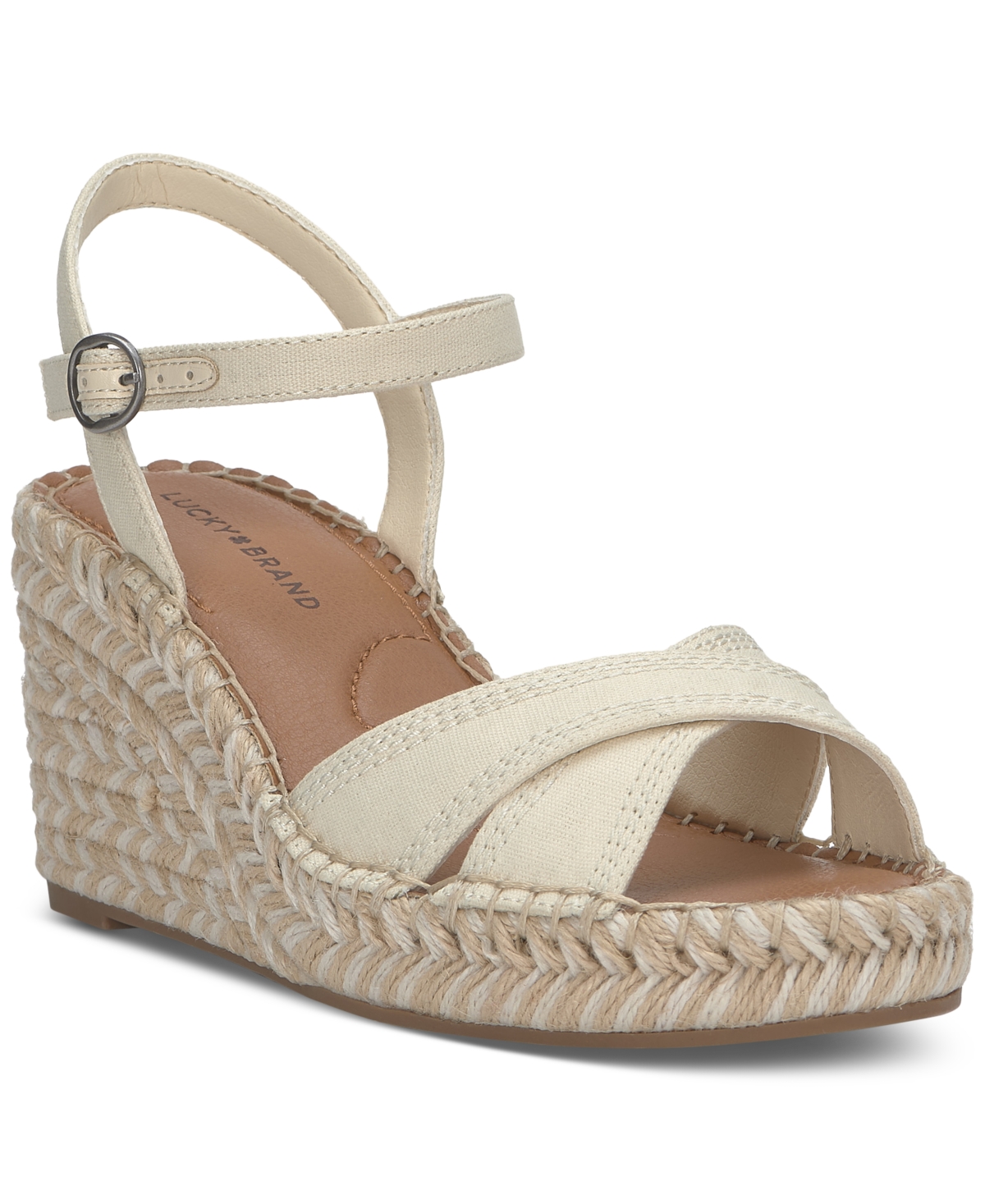 Lucky Brand Candyr Platform Wedge Sandal In Vanilla Light Canvas