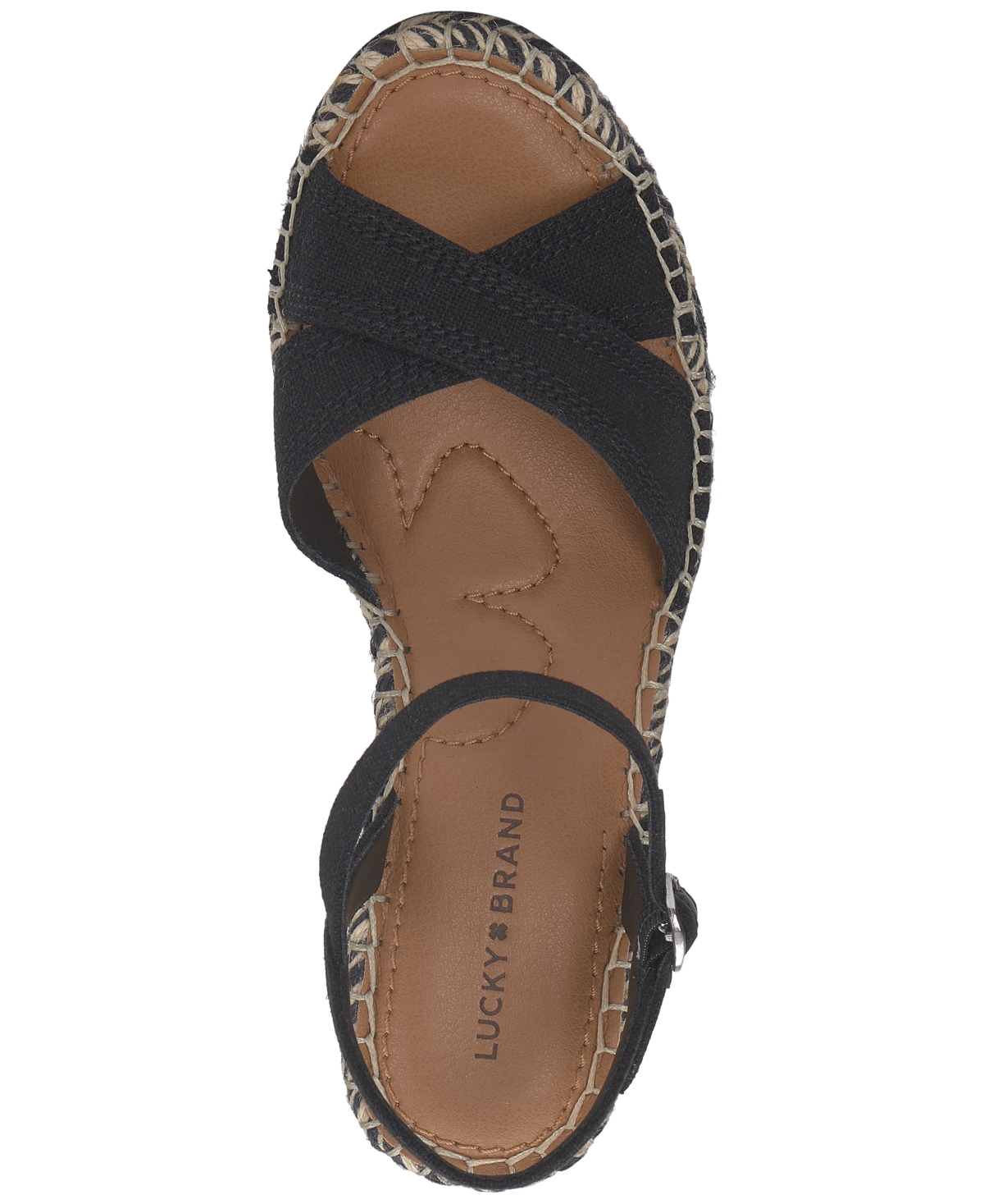 Shop Lucky Brand Women's Candyr Espadrille Wedge Sandals In Black Linen
