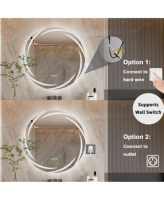 Anti-Fog 3-Color Lighted Wall-Mounted Bathroom Mirror