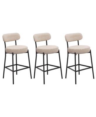 Bar Stools Set of 3, 27 Inches Counter Height Kitchen Bar Stools with Back, Modern Metal Tall Bar Stools for Kitchen Island
