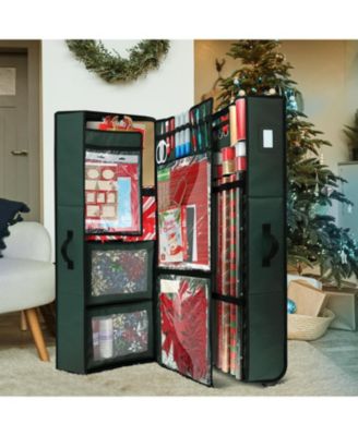Premium Holiday Gift Wrapping Paper & Accessories Storage Organizer Box - X-Large with Wheels & 2 removable Storage Bins