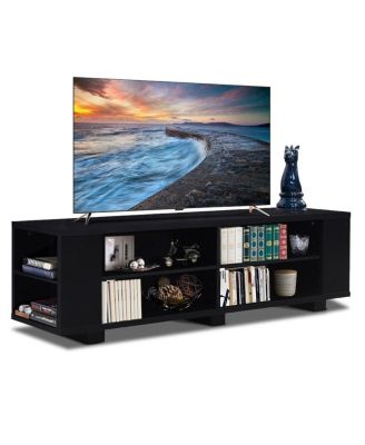 Modern Entertainment Center in Wood Finish – Holds up to Large Flat-Screen TVs and Provides Storage