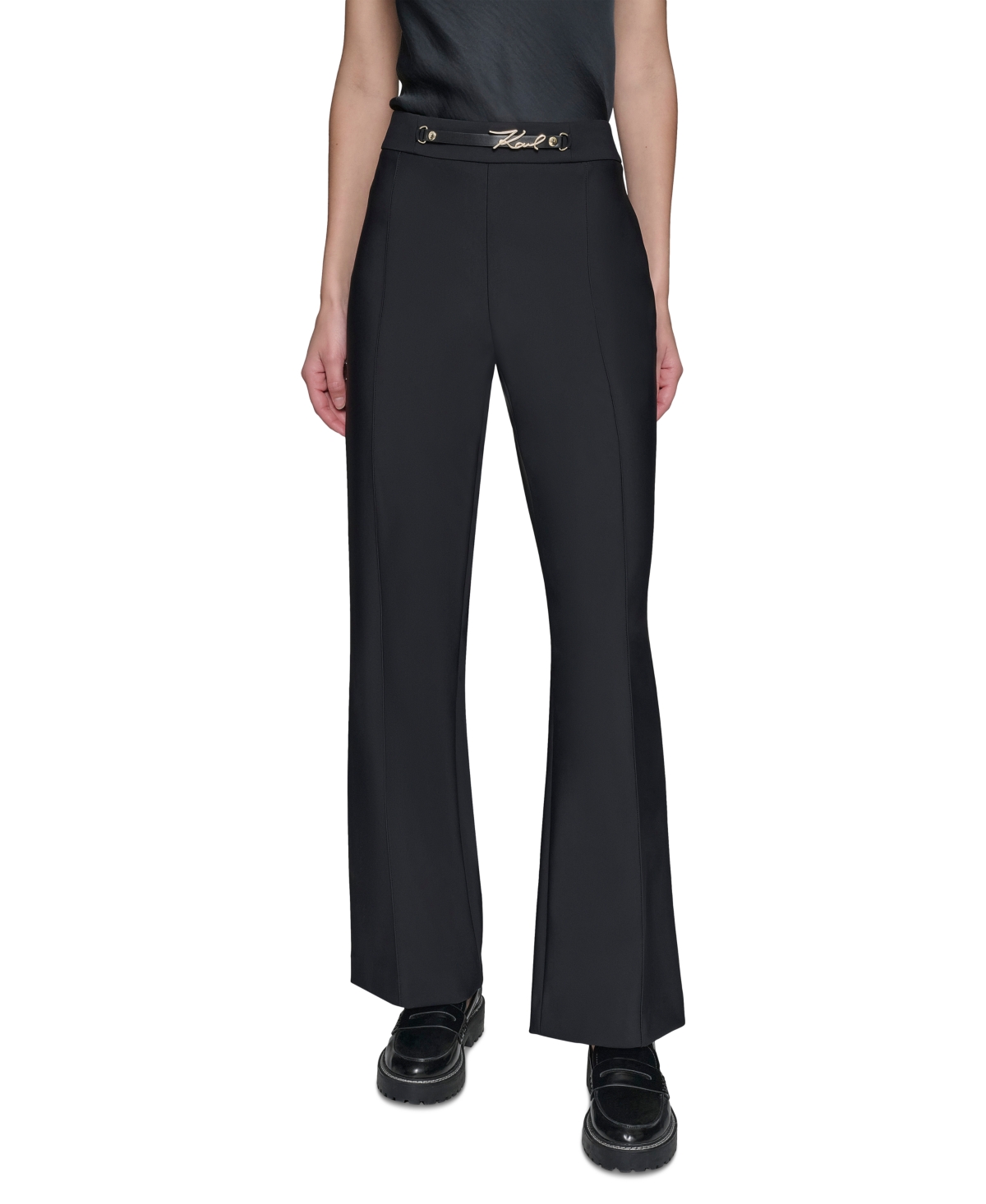 Karl Lagerfeld Women's Embellished Straight-leg Pants In Black