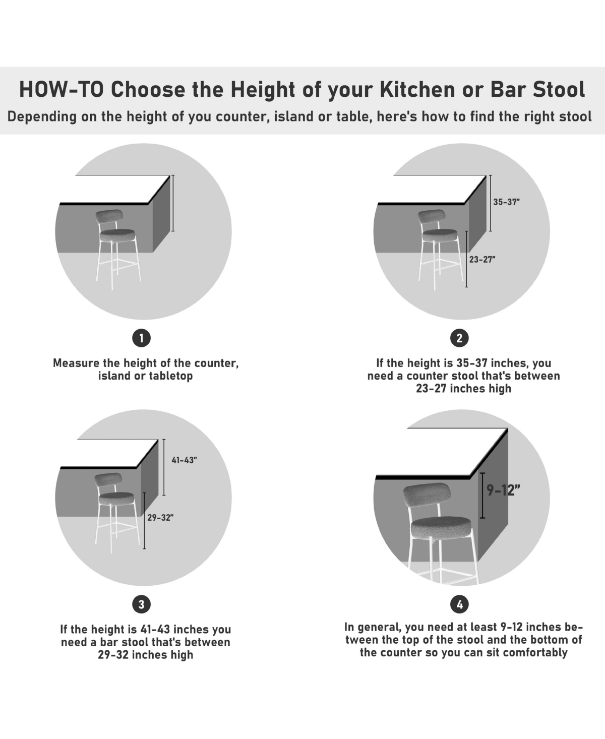 Dyhome Bar Stools Set of 4, Inches Counter Height Kitchen Bar Stools with Back, Modern Metal Tall Bar Stools for Kitchen Island