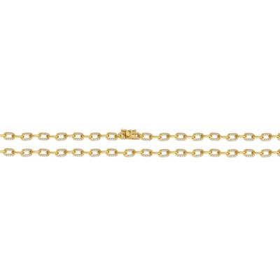 14k Gold Plated with Cubic Zirconia Flat Cable Link Chain Layering Bracelet