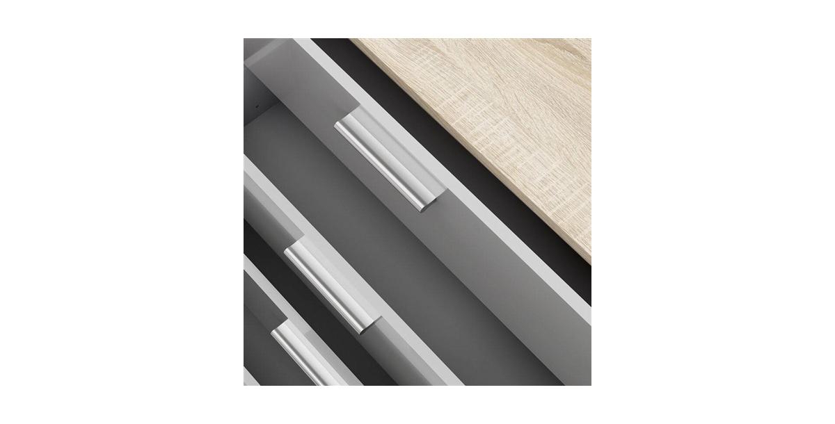 Slickblue Modern Bedroom 8-Drawer Double Dresser with Oak Finish Sides and Top