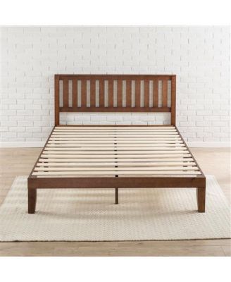 Mission Style Solid Wood Platform Bed Frame with Headboard