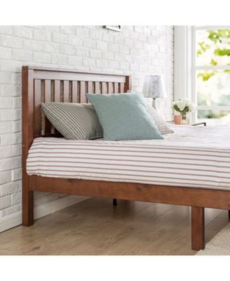 Mission Style Solid Wood Platform Bed Frame with Headboard