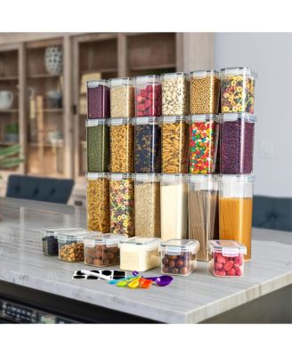 24 Pack Airtight Food Storage Containers, Labels, Marker & Measuring Spoons - Functional Dry Food Organizers for Kitchen, Pantry, and more