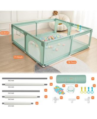 Baby Playpen, 71x79'' Extra Large Baby Playard, Kids Activity Center with Anti-Slip Base, Safety Play Yard for Infants Toddlers