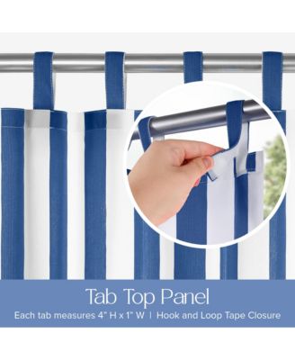 Outdoor Cabana Stripe UV Protected Privacy Tab Top Curtain Panel, 52"x84"
