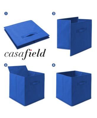 Set of 6 Collapsible Fabric Storage Cube Bins, Beige - 13" Foldable Cloth Baskets for Shelves and Cubby Organizers