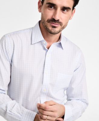 Men's Regular-Fit Non-Iron Spread Collar Tattersall Broadcloth Dress Shirt