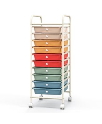 10 Drawer Rolling Storage Cart Organizer with 4 Universal Casters