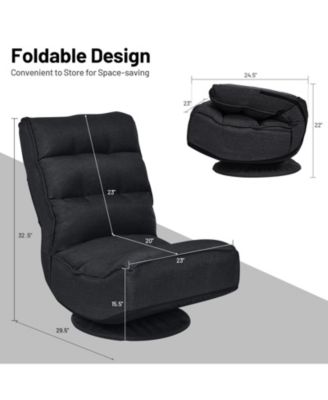 360-Degree Swivel Floor Gaming Chair with Adjustable Backrest and Foldable Design