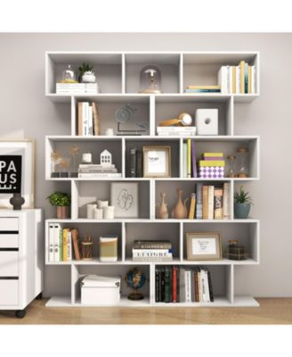 6 Tier S-Shaped Bookshelf Storage Display Bookcase Decor Z-Shelf