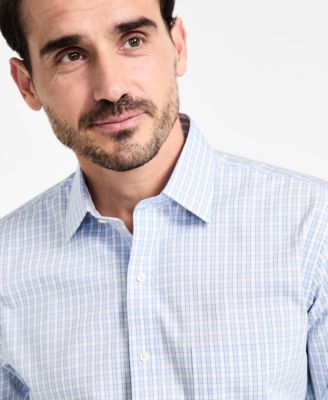 Men's Regular-Fit Non-Iron Spread Collar Gingham Pinpoint Dress Shirt