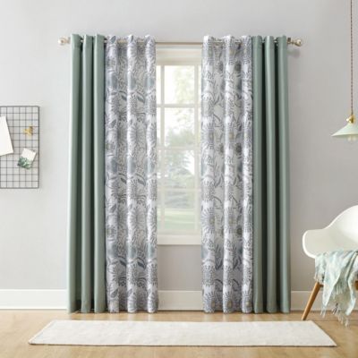 Janelle Medallion Floral Semi-Sheer Grommet Curtain Panel